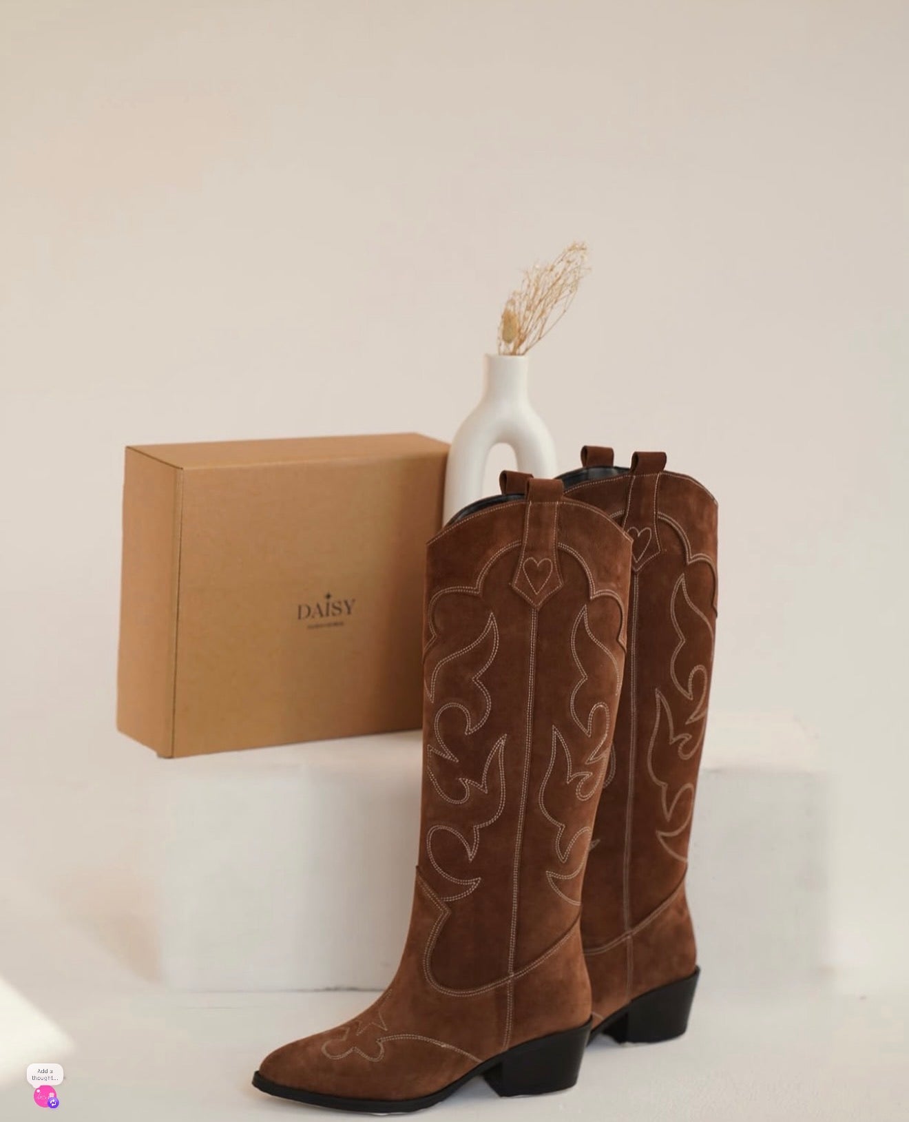Natural suede boots