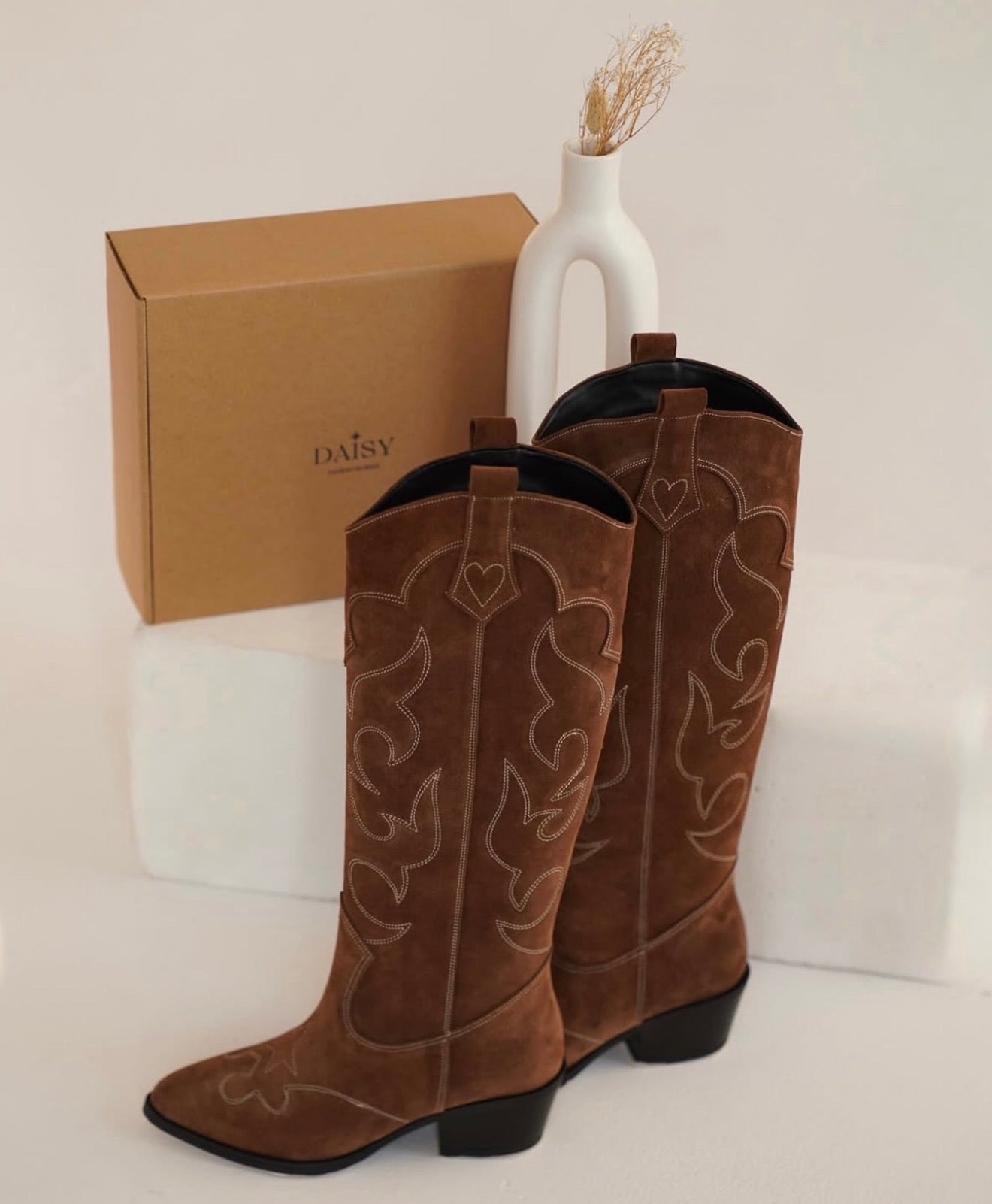 Natural suede boots