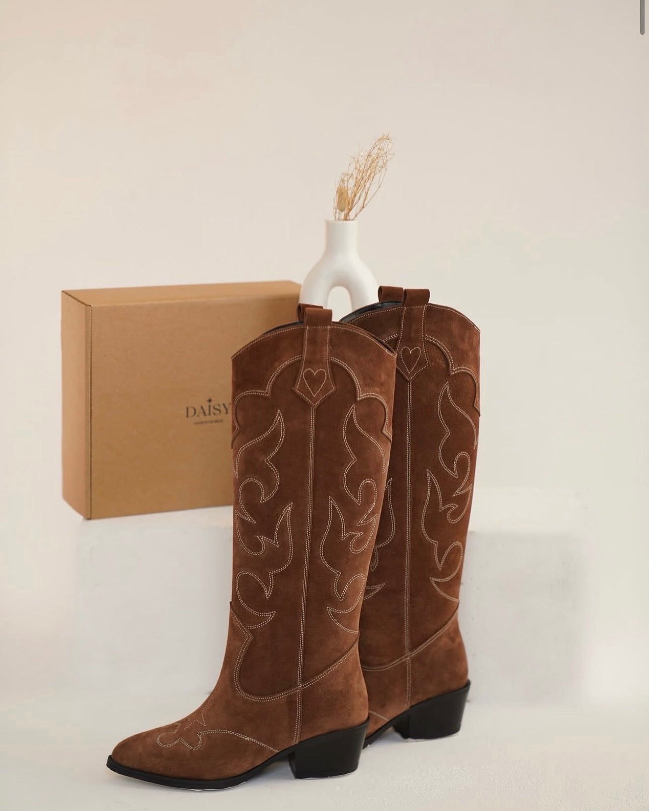 Natural suede boots